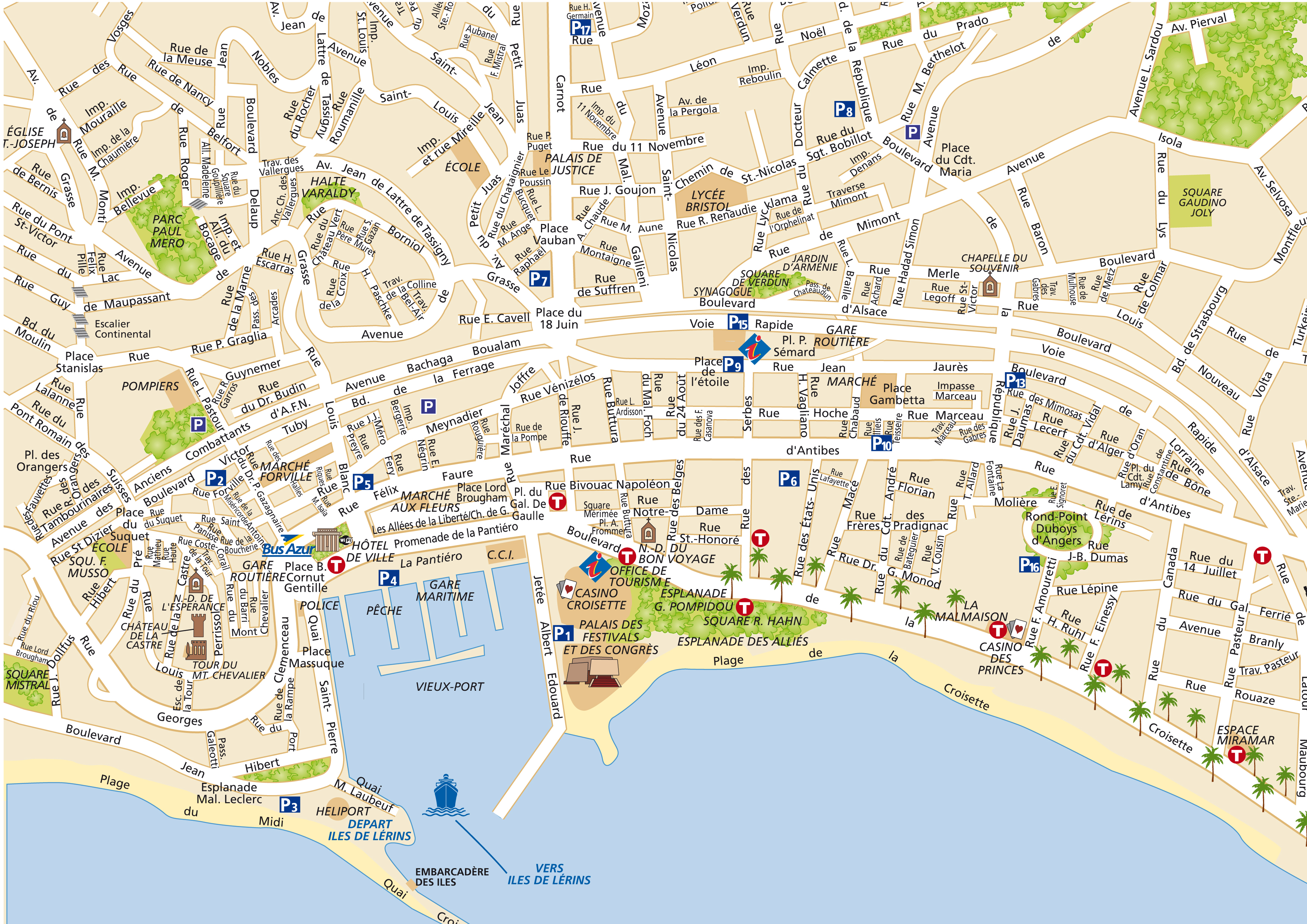 Stadtplan von Cannes